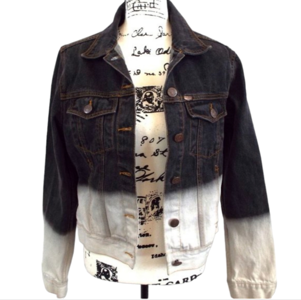 Vintage CJ Jeans (Crest Jeans) Black and White Hombre Jean Jacket Size Large